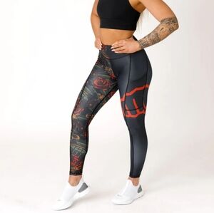 Feed Me Fight Me GRENADES N' ROSES ENDURANCE LEGGINGS Small